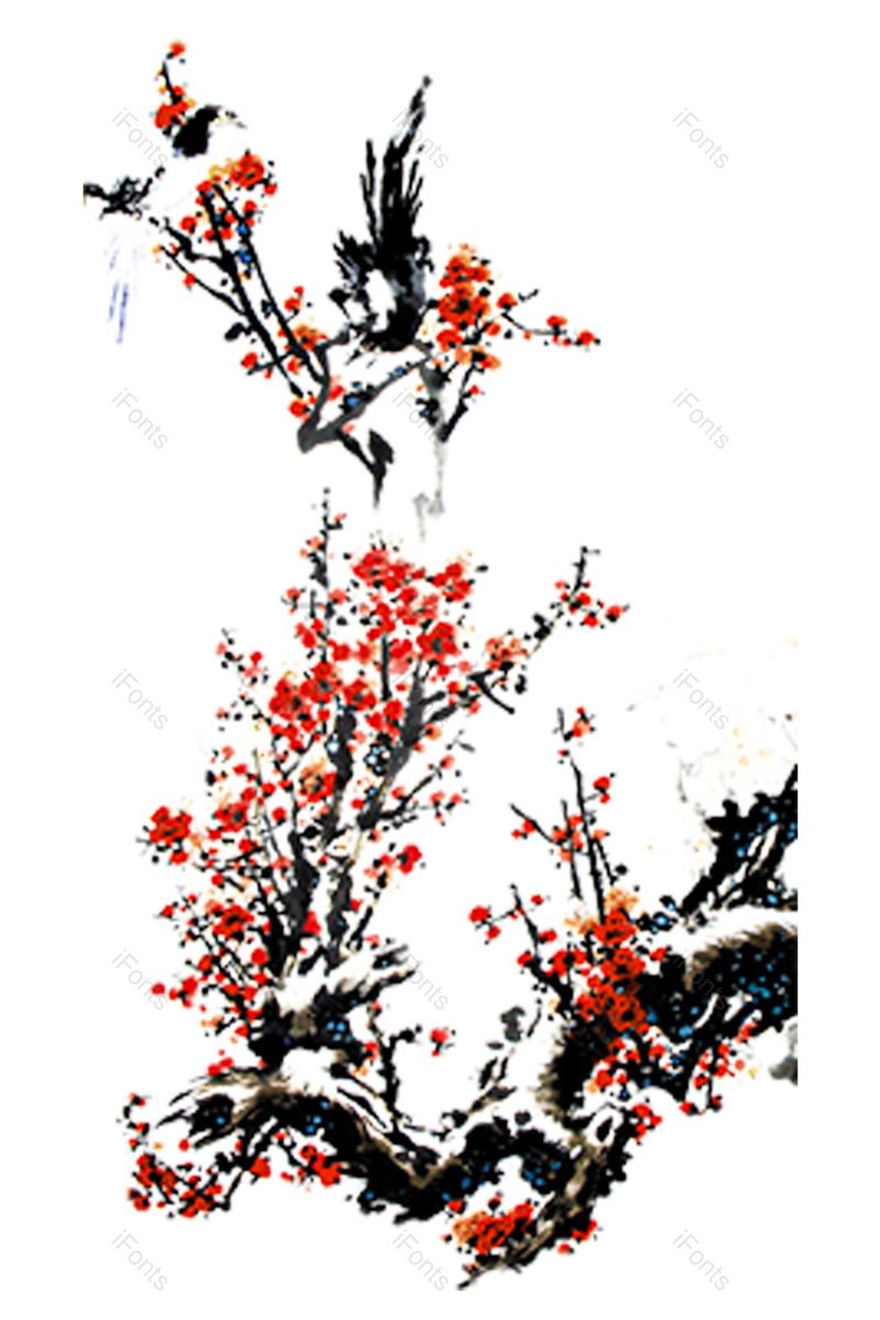 中国风图片,插画元素,手绘花卉PNG,水墨画免抠素材